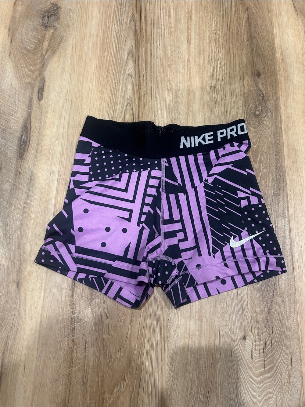 Nike Pro Black & Purple Geometric Bike Shorts